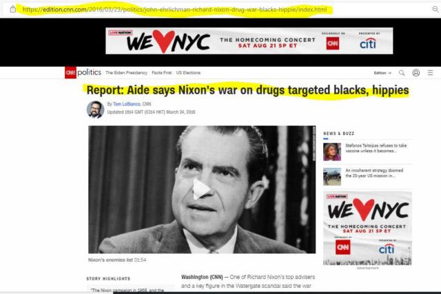Nixon Started Drug War To Target Blacks