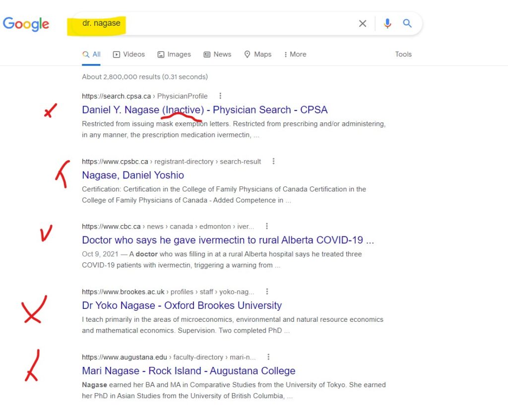 Dr. Nagase Google Search