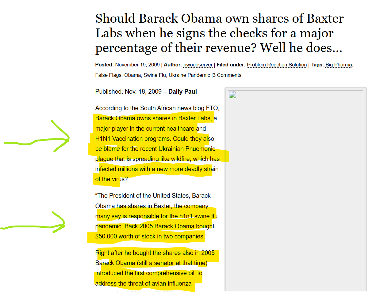 Obama Owns Shares of Baxter Pharma